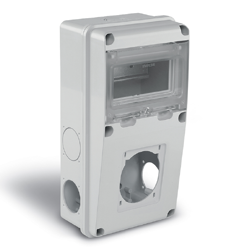 Caja para distribución 6 módulos din 1 orificio para 1 base de 16 o 32A